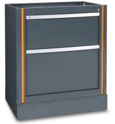 2 tiroirs de 588x367 mm, montés sur glissières à billes de précision
- Système d'ouverture en aluminium sur toute la longueur du tiroir
- Fond des tiroirs protégé par un tapis en Néoprène
- Serrure centralisée frontale
