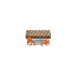 Jeu de 13 clés torx poignée en t
- poignée haute performance
- tête spherique
- composition:t6-t7-t8-t9-t10-t15-t20-t25-t27-t30-t40-t45-t50
- qualité premium beta depuis 1939