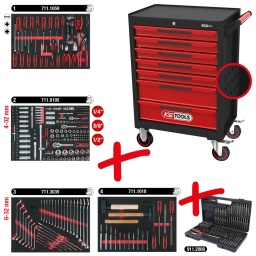 Composition de modules idéale pour usage universel
rangement ordonné des outils grâce aux emplacements précis
Avec rappel de fermeture et fonction SOFT CLOSE
Construction robuste en acier rigide - épaisseur 0,8 mm
Très grande stabilité
Parois latérales avec perçages pour accrocher divers accessoires
Système de fermeture centralisée par serrure
Glissière à roulements à billes
Ouverture 100% des tiroirs
Tiroirs avec caoutchouc anti-dérapant
Plan de travail avec insert en mousse de 10 mm
Poignée latérale en acier
Deux roues fixes Ø 125 mm
avec 2 roues directionnelles Ø 125 mm avec frein de roulement et de rotation
Poignées de tiroir pleine largeur
thermolaqué électrostatiquement
Combinable avec coffre à outils