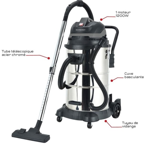 Aspirateur 50l Eau & Poussieres 1200w Cuve Metal