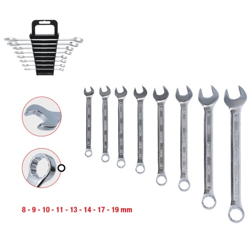 Jeu de clés mixtes inclinées 8 pcs 8-19mm