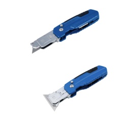 Ce couteau utilitaire pliant 2-en-1 est doté d'une lame à double position, qui peut être tournée sur 90° et verrouillée en place, ce qui permet de passer rapidement d'un couteau à un grattoir. 
Lorsque la lame est en position couteau, la poignée peut être verrouillée sur 3 positions différentes pour faciliter l'utilisation. 
Le couteau intègre une fonction de verrouillage de sécurité, et la lame se replie dans le corps du couteau pour la sécurité. Vente interdite aux moins de 18 ans.

La lame peut être tournée sur 90 degrés, ce qui permet une utilisation en tant que grattoir.
Longueur totale : 182 mm. Longueur repliée : 115 mm.
Corps en alliage de zinc, avec poignée antidérapante en ABS.
Bouton de changement de lame simple et rapide. Logement pour la lame dans le manche.
Fourni avec 3 lames en acier SK4. Pièces de rechange disponibles, voir la référence 8834