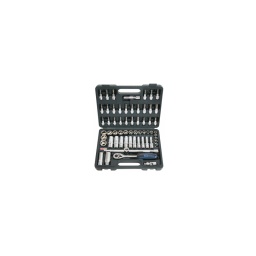 Coffret 61 pièces douilles 3/8 chrome plus

- chrome vanadium finition polie chrome plus
- cliquet equipe du système d'ejection de douille
- cliquet 72 dents soit 5° de debatement
- poignée bicomposant ergonomique
- embouts en acier s2 ultra resistant
- coffret en composite ultra resistant

composition :
- 1 cliquet 72 dents avec système push longeur 200mm - 1 rallonge 75mm - 1 cardan
- carré coulissant 250mm - 18 douilles courtes 6-7-8-9-10-11-12-13-14-15-16-17-18-19-20-21-22-24mm - 10 douilles longues 8-9-10-11-12-13-14-15-17-19mm - 2 douilles bougies 16-21mm - 26 douilles embouts de vissages 
5 6pans 3-4-5-6-7-8-10
3 plats 5.5-7-8mm 6 cruciformes ph1-ph2-ph3-pz1-pz2-ph3
10 torx t10-t15-t20-t25-t27-t30-t40-t45-t50-t55