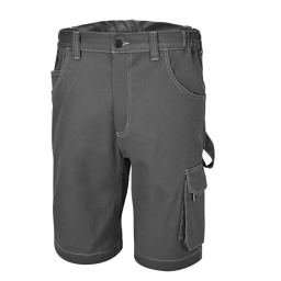 Bermuda de travail élastifié en T/C twill 250g/m2 gris
-Portabilite seche
-Entrejambe antidechirure taille élastiquee