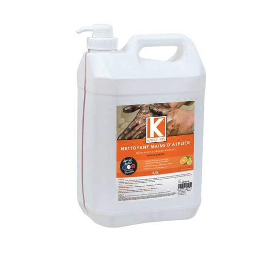 Nettoyant mains d'atelier orange parfum agrume - bidon de 4,5L avec pompe