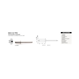 Boite de rivet aveugle inox a4 trs tête ronde standard
- conforme a la norme nf en iso 15983
- corps inox a4.clous inox a2
- plage de sertissage. diamètre de perçage .résistance a la traction. résistance au cisaillement. vous retrouverez toutes ces informations dans la fiche technique
- conditionement a la boite. ou au 1000
- delais nous consulter