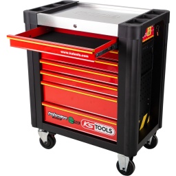 surface de travail en inox
Bordures ABS avec petits compartiments
Parois latérales avec perçages pour accrocher divers accessoires
Glissière à roulements à billes
Ouverture 100% des tiroirs