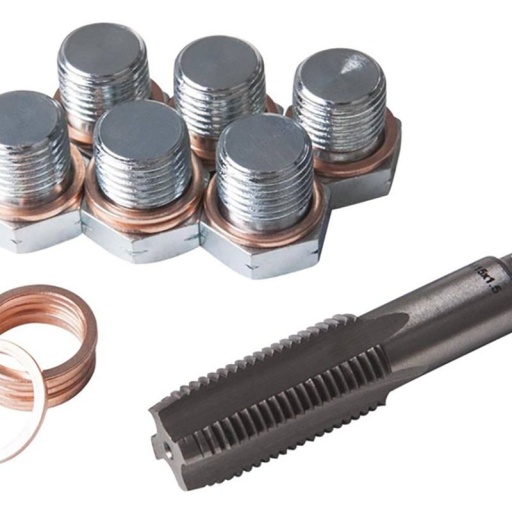 Lot de 6 bouchons + joints + taraud M15x1.5 pour réparation carter