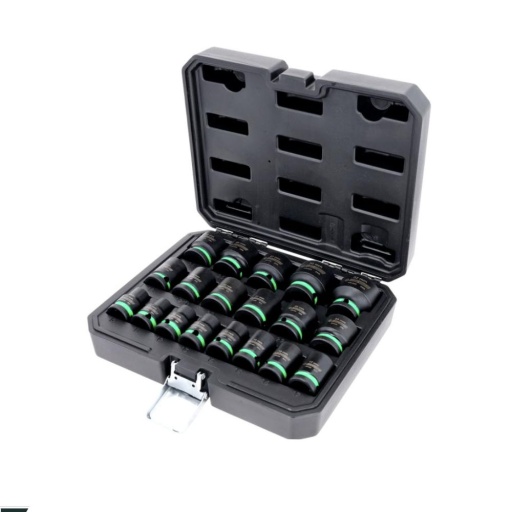 Coffret de douilles à chocs courtes COMPETITION 1/2" 6 pans 19 pcs