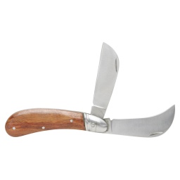 Lames droite et serpette pliables 
Manche en bois 
Lame en acier inoxydable 


