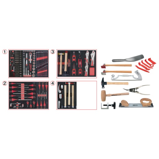Composition d'outils pour la carrosserie, 166 pièces