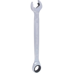 C&ocirc;t&eacute; cl&eacute; plate avec nouveau m&eacute;canisme de cliquet
Syst&egrave;me FlankTraction
Selon DIN 3113 / ISO 3318
Fourche inclin&eacute;e &agrave; 15&deg;
Forme droite
Cliquet pr&eacute;cis 72 dents
Finition satin&eacute;e
Chrome Vanadium
