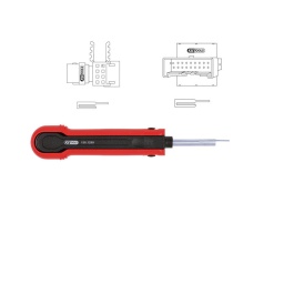 Extracteur de cosses pour connecteurs plats et faston
- pour fabricant delphi ducon
- pour connecteurs de largeur 0.8 mm  1.5 mm - extraction suivant le principe 5
- capot de protection de lame
- pointe en acier
utilisation : opel. renault. etc