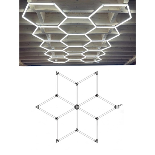 Ensemble eclairage atelier etoile 6 losanges 126W