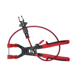 Pince à collier a câble pour raccords rapides
- pour débrancher les raccords de carburant
- système de verrouillage
- pour raccords accessibles latéralement
- longueur de câble bowden 650 mm - n'endomm ge pas les raccords. les conduites ou les flexibles
- poignées gainées de pvc
utilisation : audi. chrysler. fiat. opel. renault. mercedes. volkswagen...