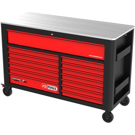 Servante PERFORMANCEplus P45 Chariot d'atelier NOIR/ROUGE avec 14 tiroirs