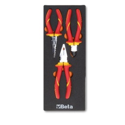 Module beta tools 3 pinces isolées
composition :
1082MQ	pinces coupantes diagonales 1000V 160 mm
1150MQ	pince universelle 1000V 180 mm
1166MQ	pinces à becs demi - ronds longs 1000V 160 mm