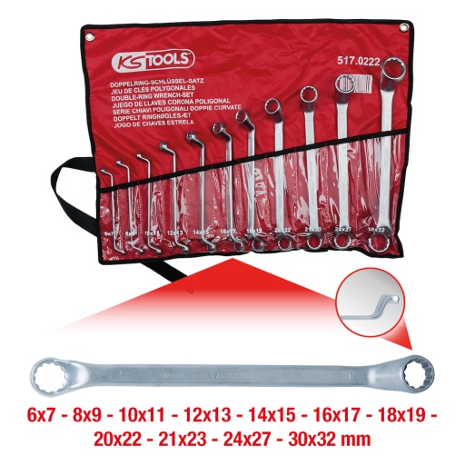 Cl&eacute; polygonale contre-coud&eacute;e 11 pcs 6-32mm