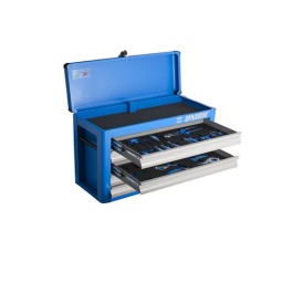 Composition de 68 outils d'atelier couramm nt utilises pour les réparations generales sur une bicyclette. stockees dans un coffre à outils haut de gamme . les outils sont divises en cinq compartiments et stockes dans des modules en mousse sos de haute qualite.