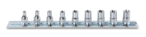 Jeu de 9 douilles Torx femelle 1/4" chromées