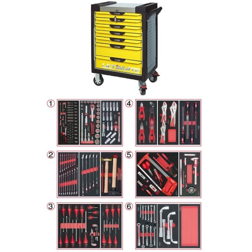 Servante Ultimate jaune 7 tiroirs avec composition 202 outils 
