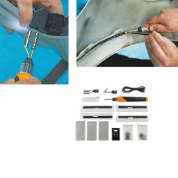 Kit de réparation de plastiques complet, avec batterie Li-ion rechargeable (2 400 mAh).
Comprend : embout de soudage par agrafage à chaud, embout de soudage plastique (temp. max. 500 °C), embout de soudage plastique avec guide de baguette de soudage, 12 baguettes de soudage plastique 150 mm (ABS, PP, PE, PS), 3 treillis en acier inoxydable (50 x 100 mm) et agrafes plates en alliage (50 agrafes de 0,8 mm et 50 de 0,6 mm).
Fourni avec socle, capuchon, couvercle et câble de recharge USB.
Temps de recharge 3 - 5 heures ; une charge permet 35 min. d'utilisation en mode fonction de soudage plastique, ou 150-200 agrafes en mode agrafage à chaud.
Carte de charge interne de protection contre le risque de surcharge, de court-circuit et de décharge électrostatique.