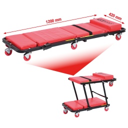 Transformable en tabouret
Syst&egrave;me de s&eacute;curit&eacute; &agrave; verrouillage
Version capiton&eacute;e pour plus de confort
Rev&ecirc;tement lavable
Appuie-t&ecirc;te r&eacute;glable - 2 positions
Ch&acirc;ssis en acier tubulaire thermolaqu&eacute;
7 roues pleines pivotantes
