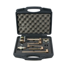Jeu de gabarits pour biellettes de direction
- pour le changement des biellettes de direction
- coffret de rangement
composition :
outil avec guide de fixation pour biellettes
jeu de mors
fixation longue pour biellettes dia 12 mm fixation courte pour biellettes dia 12 mm fixation pour biellettes dia 10 mm fixation pour biellettes dia 17.5 mm adaptateur pour outil et pour fixation de biellettes
jauge de profondeur pour multi-bras vag