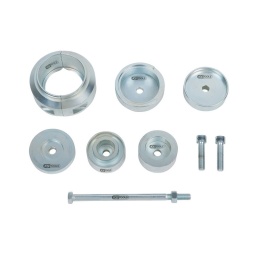 Coffret pour le démontage des silent-bloc - vag
- pour le montage et le démontage des silent-blocs. roulements
pvc et des supports de moteur hydro
- s'utilise directement sur le vehicule
- gain de temps
- en combinaison avec la potence 700.1751 et vérin de force
utilisation : audi a2. a3. volkswagen golf 4
composition :
contre-bague ajouree
decolleuse
vis 6 pans intérieur m12 x 50
vis de force avec écrou m12 x 200
pièce de pression
bague biseautee
bague pour support de moteur hydro
bague pour roulements pvc
composition :
vis de travail. m10x1.25x180 mm rallonge de tige filetee. m10x1.25x200 mm écrou spécial conique. 45 mm adaptateur avec bague de pression
butee étagée spéciale. montage. dia 74 mm butee spéciale. montage. dia 74 mm ecarteur avec rebord. démontage
butee avec rebord. démontage