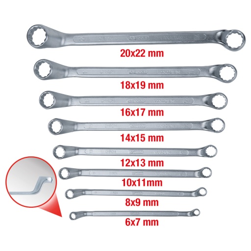 Cl&eacute; polygonale contre-coud&eacute;e 8 pcs 6-22mm