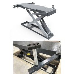 Table de préparation prise sous caisse pour carrossier, permet la levée du véhicule à hauteur souhaitée pour une position de travail ergonomique, préserve des TMS.
Idéal pour petit débosselage, travail sur les bas de caisse , ponçage, peinture...
A encastrer, fonctionnement électro-hydraulique.
Plus produit	Haute élévation
Caractéristiques	Caractéristiques :
- temps de levage : +/- 50 s
- temps de descente : +/- 60 s
- hauteur de travail : 260-1730mm
- dimension fermée : L. 2348 X l. 700mm
- dimension ouverte max. : L. 2836 X l. 1610mm
- puissance d'entrainement 2.2kW
- tension électrique de l'entraînement : (3 ~) 400V/50 Hz
- alimentation air 6/8bar
- version mono vérin, avec sécurité maintien en position mécanique (crémaillère)
- ouverture des 4 bras munis de tampons à 120°
- fabriqué en Europe
- peinture Epoxy
- poids : 780kg
Conseil	Installation et mise en service, nous consulter.
Dans le cadre de la garantie, l'installation et la mise en service doivent être effectuées par un professionnel.
Durée de garantie	2 ans
Puissance	2200W
Tension	230V
Poids du produit	600,00 kg
Capacité max (T)	3,00 T
