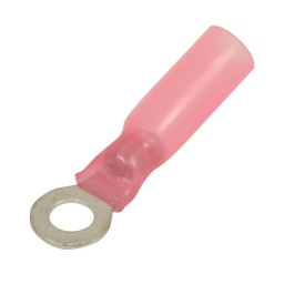 Lot de 10 cosses à œil isolées nrouges  thermorétractables
Cosse à sertir avec une pince, puis chauffer pour retreindre la gaine
(gaine avec colle pour étanchéité)
Température d'utilisation de -55° à +125°
Dimensions: M4
Section câble: 0,5 à 1mm2