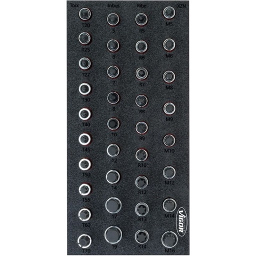 Module douilles mâles  36 pièces TORX-RIBE-XZN-ALLEN