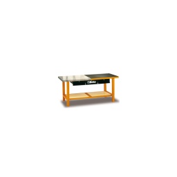 Etabli de travail beta - plan de travail bi-matières en aluminium anti-derapant et en caoutchouc mat - capacité de chargement: 800kg - possibilité d'adapter la paroi porte-outils c57p - 3 tiroirs avec serrure - plateau: 2000x640mm - qualité premium beta depuis 1939
