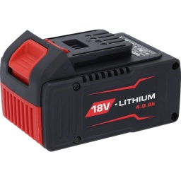 Technologie lithium-ion
Faible auto-décharge de la batterie pour une productivité maximale
Pas d’effet mémoire de la batterie
Convient pour tous les appareils de la série eMONSTER 18 V
boîtier en plastique robuste
Blocage de la batterie facile à utiliser pour un maintien sûr sur l’appareil
Composants de refroidissement supplémentaires pour une charge/décharge simples
Coupe-circuit de sécurité intégré
Protection contre les surtensions
Protection contre les basses tensions
Protection contre les courts-circuits
La technologie « Anti-Heating » protège la batterie contre la surchauffe
Niveau de charge visible sur la batterie via la touche de contrôle
Affichage de l’état de charge via un écran LED tricolore
Capacité de 4.0 Ah
680 g