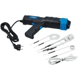 Cet appareil de chauffage par induction portable crée une chaleur sans flamme de haute intensité pour fournir une méthode de desserrage rapide et simple de composants métalliques grippés ou corrodés tels que les écrous, les têtes de barres d'accouplement, les échappements, etc. 
Il est fourni avec un jeu de six bobines d'induction thermique de tailles différentes qui permettent de concentrer la chaleur uniquement dans la zone visée, minimisant ainsi le risque d'endommager les composants environnants et offrant une option plus sûre que le chauffage à flamme. 
Ce nouveau modèle d'inducteur est également doté d'une poignée pistolet amovible, permettant de l'utiliser sans poignée, ce qui le rend idéal pour les fixations difficiles à atteindre.

Inducteur thermique alimenté par le secteur pour fournir une chaleur sans flamme convenant aux écrous et boulons grippés, aux têtes de barres d'accouplement, aux échappements, etc.
Il est doté d'une poignée détachable, permettant de l'utiliser avec ou sans poignée pistolet, d'un éclairage LED intégré et d'un verrouillage rotatif pour maintenir les bobines en place pendant l'utilisation.
220 V monophasé, 4 A, puissance de sortie de 1 000 W.
Fourni avec un jeu de bobines de 6 pièces (référence 8682), ainsi qu'une mallette de transport robuste pour un rangement sûr.
Conformité CE et RoHS. Une gamme complète de bobines est disponible séparément, voir les références 8683 (plate 65 x 200 mm), 8684 (horizontale 22 x 200 mm), 8685 (flexible 1 000 mm), 8686 (standard 18 x 200 mm), 8687 (standard 22 x 200 mm), 8688 (28 x 200 mm)