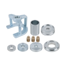 Jeu pour roulements de roues arrière - mercedes
- pour le montage et démontage des roulements compacts de l'essieu arrière
- pas d'endomm gement du capteur abs
Vérin hydraulique conseille : 16t (440.0005) et 22t (440.0010)
utilisation : mercedes vito. viano (w639) 2003-2010
plaque support de montage vw
disque de moyeu. dia 45 mm disque de pression
tube de pression
disque d'appui. dia 63 mm disque d'appui. dia 78 mm presse pour cardan et moyeu
vis d'écartement. arrière