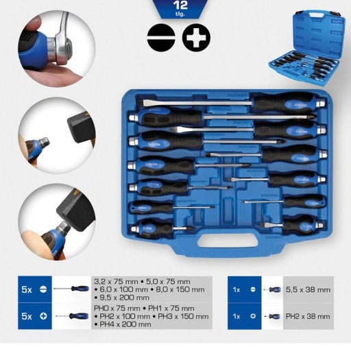 Coffret de tournevis avec embout à frapper 12 pcs