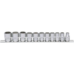 12 pans
Système FlankTraction
Selon DIN 3124 / ISO 2725
Carré d'entraînement intérieur selon DIN 3120 / ISO 1174 avec encoche pour verrouillage par bille
Pour une utilisation manuelle
Finition satinée
Comprend un rail de rangement
