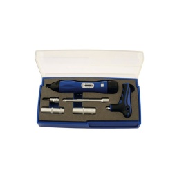 Kit pour Valves TPMS Le tournevis dynanométrique peut également être utilisé lors de la fixation d'airbag, panneaux intérieurs, etc. Contenu : Douille de 11 et 12mm en 1/4", une extension en 1/4" de 100mm, un tournevis dynanométrique, un manche en T pour le tournevis et un embout Torx T20 Le tournevis dynanométrique dispose d'un couple de 2Nm -10Nm Ce kit vous permettra de retirer la valve TPMS et de la réinstaller convenablement. Le tournevis dynanométrique vous permettra une bonne pose de cette dernière avec un serrage controlé. 