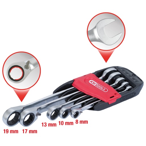 Jeu de cl&eacute;s mixtes coud&eacute;es avec anneau d'arr&ecirc;t GEARplus RINGSTOP 5 pcs 