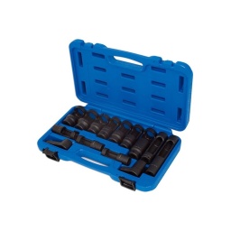 Jeu de douilles pour injecteurs Diesel et lambda - 14 pcs Un set complet de douilles avec ouverture sur ue face pour la dépose et l'installation de sondes lambda et d'injecteurs Diesel fabriqué en Chrome Vanadium en format 6 pans et 12 pans 12 pans - 17mm - 30mm en différentes longueurs 6 pans 20-22 mm 