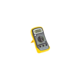 Multimètre digital avec bequille

- 5 types de mesure :
tension continue: 200m/2v 20-200-600v
tension alternative: 200/600v
courant continu: 200mm 10a
résistance: 200/2k/20k/200k
transistor hfe: 1-1000

- test de diodes et de continuite
- memorisation des donnees
- protection anti chocs


dimension 138x69x31mm poids: 170gr
livre avec pile 9v et cordons
