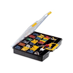 Boite de rangement pour visserie et autre consomable
cargo 1000.
375x320x60 mm 
26 cases.
vendue vide
