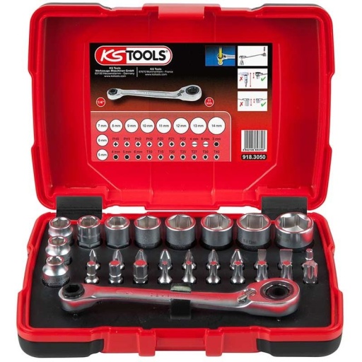 Coffret de douilles de 5 à 14mm et embouts de vissage 1/4. 32pcs