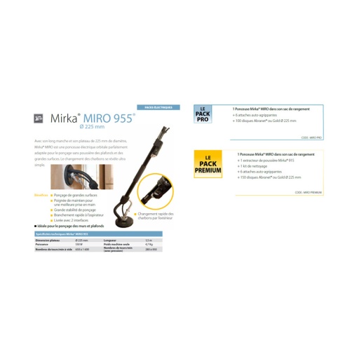 Pack ponceuse miro + aspirateur + 150 disques 225mm 