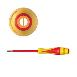 Tournevis isolées fente ultimate
- selon din 5264 / din iso 2380
- isolation selon iec 60900
- manche bi-matière
- code couleur
- pointe brunie
- acier s2
- résistant aux produits chimiques