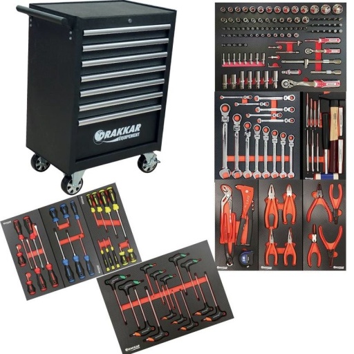 Servante d'atelier Drakkar 09144 avec composition outils 5 tiroirs