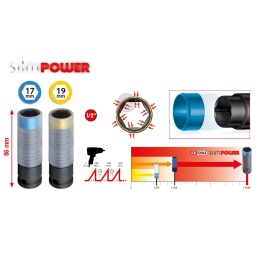 Spécial montage / démontage de roue
Carré intérieur selon DIN 3121 / ISO 1174
Revêtement ABS pour ne pas endommager les jantes en aluminium
Inserts caoutchouc pour la protection des boulons
Code couleur empreinte
Uniquement pour utilisation à chocs
Chrome-Molybdène
Coffret de rangement