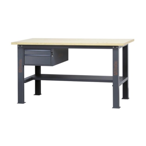 Etabli 1,6m avec plan de travail en bois C58BC-W1,6 2 tiroirs